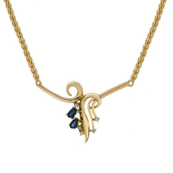 0.40 Ct. Tw. Sapphire with 0.05 Ct. Tw. Diamonds 14K Gold Necklace - Picture 1 of 6